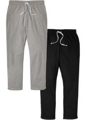 Spodnie sportowe (2 pary). Czarne spodnie treningowe długie bonprix, l, bez wzorów. Za 179.99 zł.