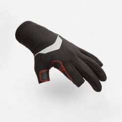 Rękawiczki żeglarskie bez 2 palców Tribord Sailing 900 z neoprenu 1 mm. Czarne rękawiczki Decathlon, bez wzorów, z materiału. Za 119.99 zł.