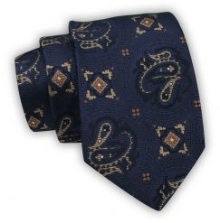 Krawat Alties (7 cm) - Figury Geometryczne, Granatowy. Niebieskie krawaty i muchy Alties, bez wzorów, z tkaniny. Za 49.00 zł.