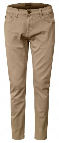 Bawełniane Spodnie Chinos, Regular - Pako Jeans - Beżowe. Brązowe eleganckie spodnie Pako Jeans, do pracy, m, z bawełny, biznesowe. Za 195.00 zł.