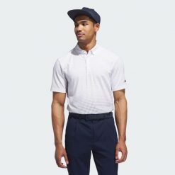 Koszulka Go-to Rise Print Polo. Niebieskie koszulki polo Adidas, m, bez wzorów, bez kołnierzyka, bez ramiączek. Za 299.00 zł.
