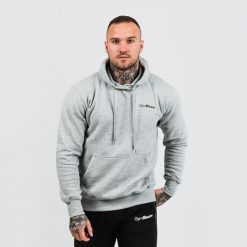 Bluza męska fitness z kapturem szaro-czarna Athlete. Szare bluzy z kapturem GYMBEAM, l, bez wzorów, z bawełny, z kapturem. Za 83.90 zł.