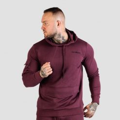 Bluza męska fitness z kapturem bakłażanowa TRN. Czerwone bluzy z kapturem GYMBEAM, m, bez wzorów, z bawełny, z kapturem. Za 112.90 zł.
