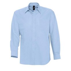 Męska Koszula Oxford Z Długim Rękawem. Niebieskie bluzki z długim rękawem SOL'S, m, bez wzorów, bez kołnierzyka, bez ramiączek. Za 179.99 zł.