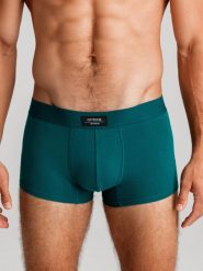 Jednokolorowe dopasowane bokserki męskie BASIC z elastanem – 3 pak mix OM-UNBB-0106 - XXL. Zielone bokserki Ombre Clothing, l, bez wzorów, z bawełny. W wyprzedaży za 39.99 zł.