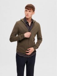 Selected Homme Sweter 16074688 Zielony Regular Fit. Zielone swetry rozpinane Selected Homme, m, bez wzorów, z bawełny, bez kołnierzyka, bez ramiączek. Za 99.99 zł.