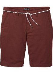 Bermudy chino z domieszką lnu i wiązanym paskiem, Regular Fit. Niebieskie eleganckie spodnie bonprix, m. Za 89.99 zł.