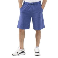 Męskie szorty z efektem sprania plaży. Niebieskie szorty LEONE 1947 APPAREL, l, bez wzorów, z tkaniny, sportowe. Za 109.46 zł.