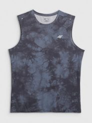 4F Koszulka treningowa regular szybkoschnąca męska - czarna XL. Czarne t-shirty 4F, m, bez wzorów, z materiału, bez kołnierzyka, bez ramiączek. Za 99.99 zł.