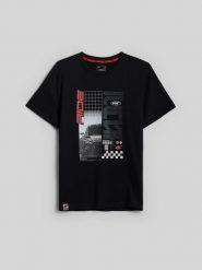 4F T-shirt regular z nadrukiem męski - czarny XXL. Czarne t-shirty sportowe 4F, bez wzorów, z bawełny, bez ramiączek, trekkingowe. Za 79.99 zł.
