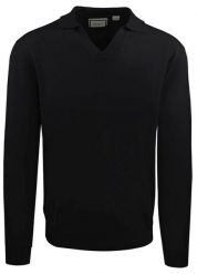 Męski, Lekki Sweter z Otwartym Kołnierzykiem Polo - Brave Soul - Czarny. Czarne swetry rozpinane Brave Soul, l, bez wzorów, z poliamidu, bez kołnierzyka, bez ramiączek. Za 129.00 zł.