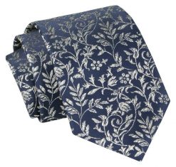 Krawat - ALTIES - Motyw Kwiatowy, Granatowy. Niebieskie krawaty i muchy Alties, bez wzorów, z tkaniny. Za 49.00 zł.