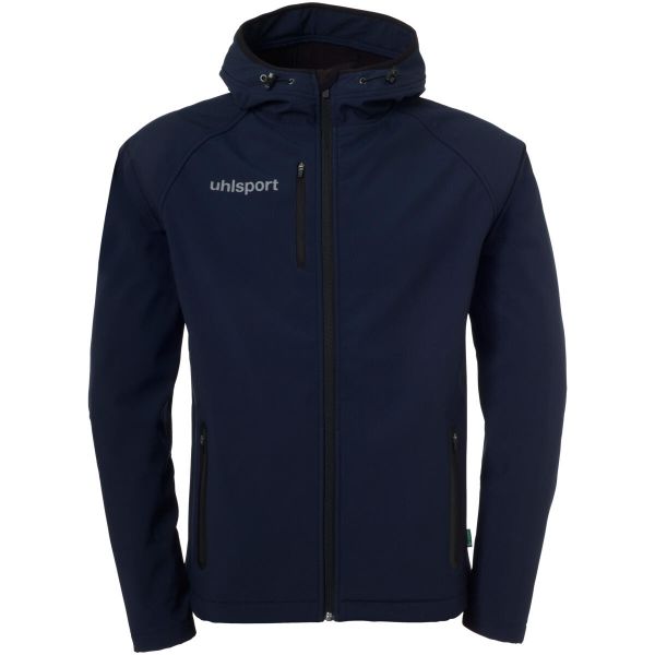 Kurtka softshell Uhlsport Essential. Niebieskie kurtki Uhlsport, bez wzorów, z materiału, bez kaptura. W wyprzedaży za 430.50 zł.