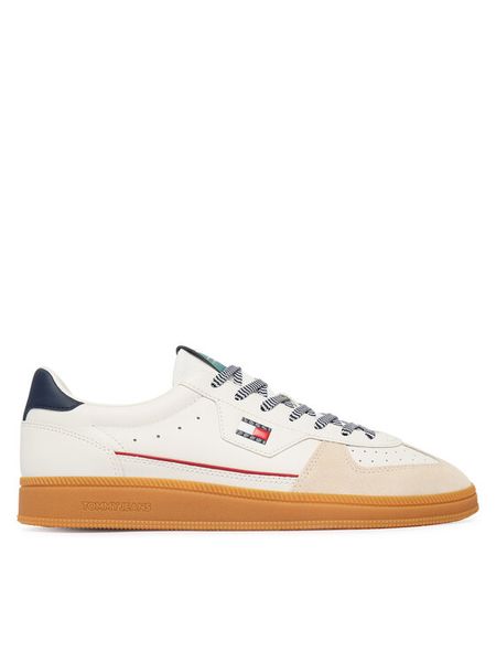 Tommy Jeans Sneakersy The Greenwich Edge Leather EM0EM01731 Biały. Białe buty sportowe casual Tommy Jeans, bez wzorów, z jeansu, bez zapięcia. Za 449.99 zł.