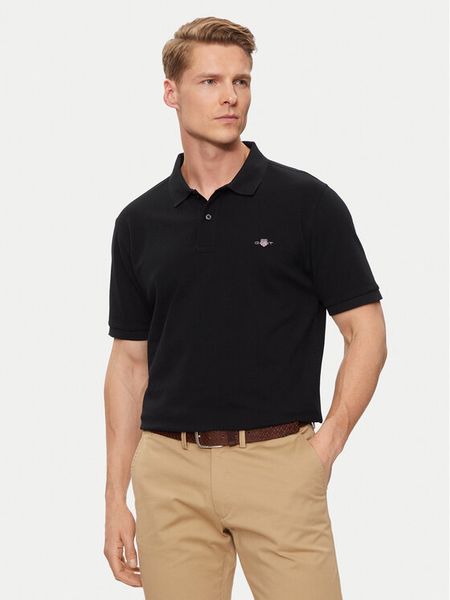 Gant Polo Shield 2210 Czarny Regular Fit. Czarne koszulki polo GANT, m, bez wzorów, z bawełny, bez kołnierzyka, bez ramiączek. Za 243.99 zł.