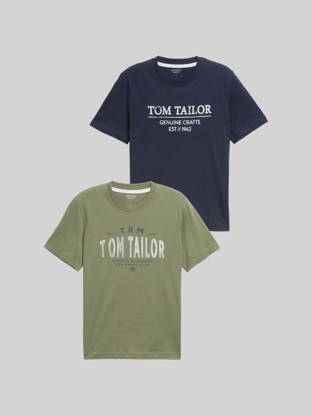 Męska Koszulka Tom Tailor Doublepack T-shirt Oak Leaf Green 1048076 10314. Zielone t-shirty Tom Tailor, m, bez wzorów, bez kołnierzyka, bez ramiączek. Za 89.99 zł.