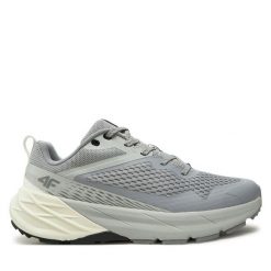 Trekkingi 4F. Szare buty trekkingowe 4F, bez wzorów, bez zapięcia. Za 239.99 zł.