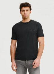 PAKO LORENTE – Czarny t-shirt męski. Czarne t-shirty Pako Lorente, m, bez wzorów, z bawełny, bez kołnierzyka, bez ramiączek. Za 59.99 zł.