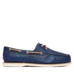Półbuty Timberland. Niebieskie eleganckie półbuty Timberland, bez wzorów, bez obcasa, bez zapięcia. Za 699.99 zł.