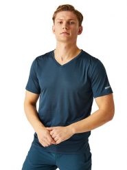 Regatta Koszulka funkcyjna "Fingal" w kolorze granatowym rozmiar: M. Niebieskie t-shirty sportowe Regatta, bez wzorów, z materiału, bez ramiączek, outdoorowe. Za 39.49 zł.