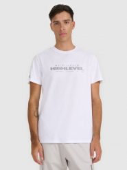 4F T-shirt regular z nadrukiem męski - biały XL. Białe t-shirty 4F, m, bez wzorów, z bawełny, bez kołnierzyka, bez ramiączek. Za 59.99 zł.