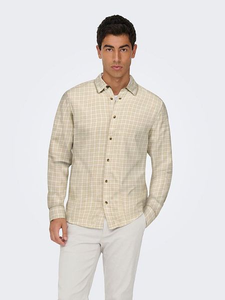 ONLY & SONS Koszula - Regular fit - w kolorze beżowym rozmiar: XXL. Brązowe koszule Only & Sons, xxl, bez wzorów, z bawełny, bez kołnierzyka, bez ramiączek. Za 109.95 zł.