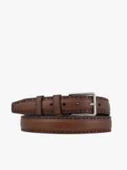 Brązowy pasek ze skóry licowej. Brązowe paski Brawo sp. z o.o., bez wzorów, z denimu, casualowe. Za 129.99 zł.