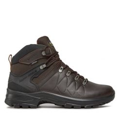 Trekkingi Grisport. Brązowe botki sznurowane Grisport, bez wzorów, bez obcasa, bez zapięcia. Za 389.99 zł.