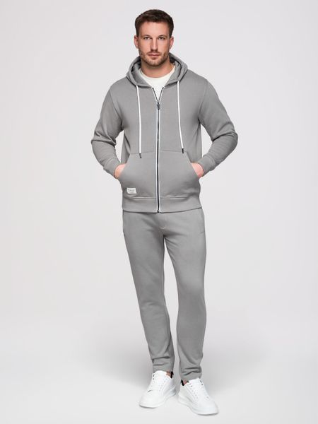 Komplet dresowy męski set bluza rozpinana z kapturem + spodnie z prosta nogawką - szary V8 - Rozmiar: M. Szare bluzy z kapturem Ombre Clothing, m, z aplikacjami, z bawełny, z kapturem. Za 339.99 zł.