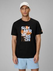 4F T-shirt oversize z nadrukiem męski - czarny 3XL. Czarne t-shirty 4F, m, bez wzorów, z bawełny, bez kołnierzyka, bez ramiączek. Za 69.99 zł.