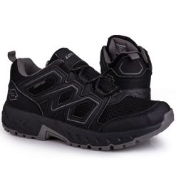 Buty męskie sportowe trekkingowe LOTTO GROTON. Czarne buty sportowe casual Lotto, bez wzorów, bez zapięcia. W wyprzedaży za 149.00 zł.