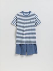 Dwuczęściowa piżama - jasnoniebieski. Niebieskie piżamy Reserved, l, bez wzorów, z bawełny, bez ramiączek. Za 99.99 zł.