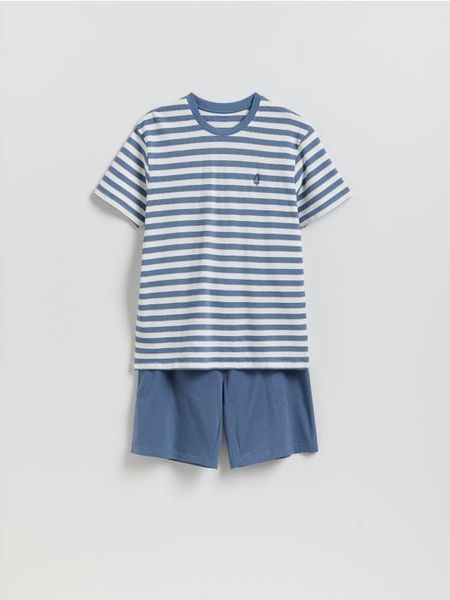 Dwuczęściowa piżama - jasnoniebieski. Niebieskie piżamy Reserved, l, bez wzorów, z bawełny, bez ramiączek. Za 99.99 zł.