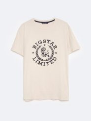 Koszulka męska z dużym haftem kremowa Abelar 103. Białe t-shirty BIG STAR, l, bez wzorów, z bawełny, bez kołnierzyka, bez ramiączek. W wyprzedaży za 59.99 zł.