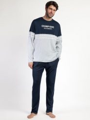 Admas Piżama "Stay at home" w kolorze granatowo-szarym rozmiar: XL. Niebieskie piżamy admas, xl, bez wzorów, z bawełny, bez ramiączek. Za 130.99 zł.