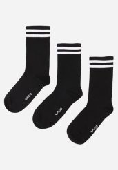 Czarne 3-Pack Skarpety Wysokie z Bawełny Zdobione Paskami Storda. Czarne skarpety Born2be, z aplikacjami, z bawełny. Za 29.99 zł.