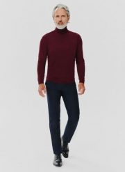 PAKO LORENTE – Burgundowy gładki golf męski. Czerwone golfy Pako Lorente, m, bez wzorów, z bawełny, bez ramiączek. Za 79.99 zł.