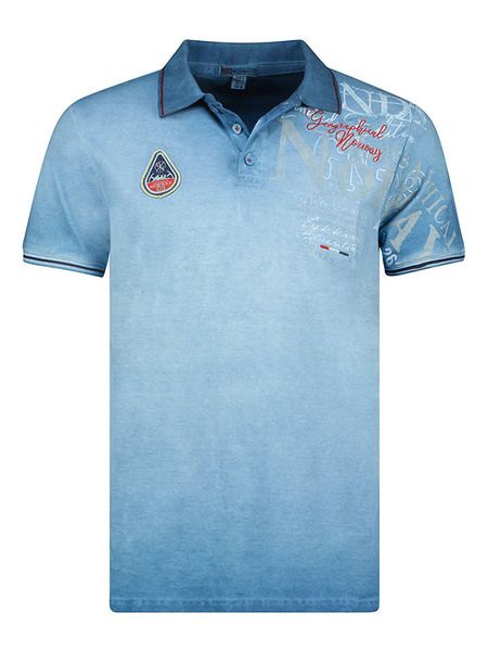 Geographical Norway Koszulka polo w kolorze niebieskim rozmiar: S. Niebieskie koszulki polo Geographical Norway, s, bez wzorów, z bawełny, bez kołnierzyka, bez ramiączek. Za 69.91 zł.