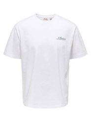 ONLY & SONS Koszulka "Onsfred" w kolorze białym rozmiar: S. Białe bezrękawniki Only & Sons, s, bez wzorów, bez kołnierzyka, bez ramiączek. Za 48.05 zł.