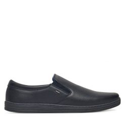 Półbuty Lanetti. Niebieskie eleganckie półbuty Lanetti, bez wzorów, bez obcasa, bez zapięcia. Za 139.99 zł.