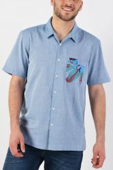 KOSZULA MĘSKA LEE SEASONAL SS SHIRT BLUEPRINT L66DMULH 112116346. Koszule Lee, l, bez wzorów, bez kołnierzyka, bez ramiączek. W wyprzedaży za 49.99 zł.