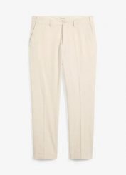 Spodnie garniturowe z przewiewnej mieszanki lnu, regular fit. Brązowe eleganckie spodnie bonprix, m, bez wzorów. Za 209.99 zł.
