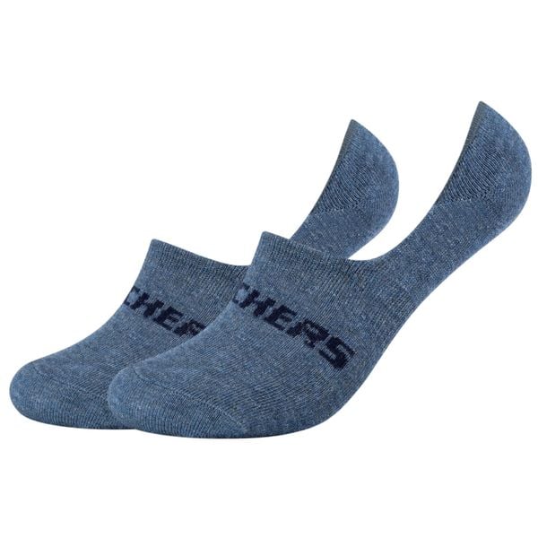 Skarpetki sportowe dla dorosłych 2PPK Mesh Ventilation Footies Socks. Niebieskie skarpetki sportowe Skechers, bez wzorów, z bawełny. Za 29.99 zł.