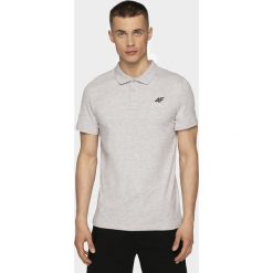 Koszulka polo męska TSM307 - chłodny jasny szary melanż. Szare koszulki polo 4F, m, bez wzorów, z bawełny, bez kołnierzyka, bez ramiączek. Za 69.99 zł.