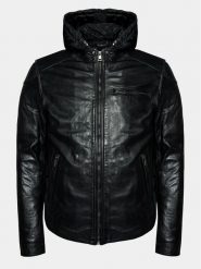 Serge Pariente Kurtka skórzana Chic Hood Czarny Slim Fit. Czarne kurtki Serge Pariente, m, bez wzorów, ze skóry, bez kaptura. Za 819.99 zł.