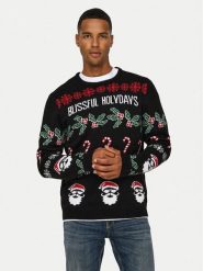 Only & Sons Sweter Xmas 22031171 Czarny Regular Fit. Czarne swetry rozpinane Only & Sons, l, bez wzorów, z syntetyku, bez kołnierzyka, bez ramiączek. Za 89.99 zł.