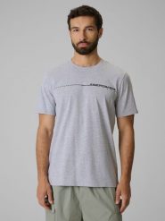 4F T-shirt regular z nadrukiem męski - szary XXL. Szare t-shirty 4F, m, bez wzorów, z bawełny, bez kołnierzyka, bez ramiączek. Za 69.99 zł.