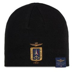 Czapka Aeronautica Militare. Czarne czapki zimowe Aeronautica Militare, bez wzorów. Za 179.99 zł.