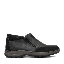 Botki Rieker. Czarne botki sznurowane Rieker, bez wzorów, bez obcasa, bez zapięcia. Za 369.99 zł.