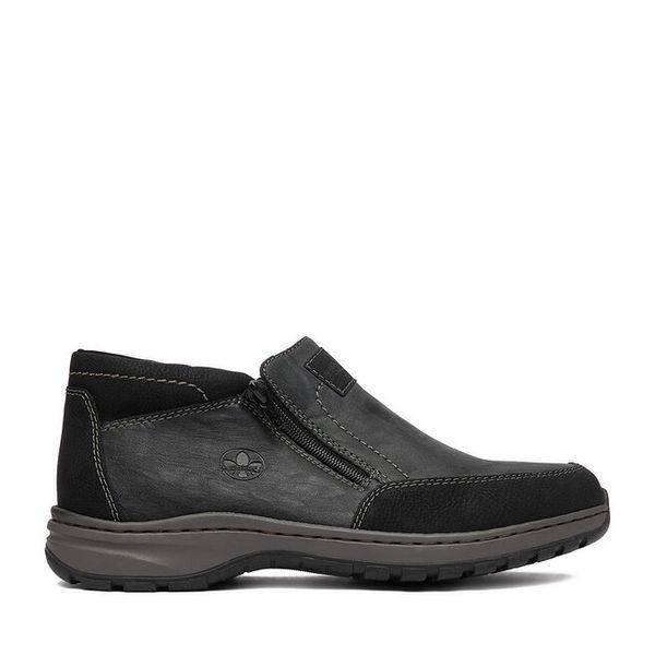 Botki Rieker. Czarne botki sznurowane Rieker, bez wzorów, bez obcasa, bez zapięcia. Za 369.99 zł.